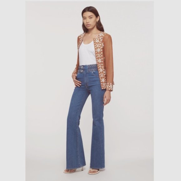 new Derek Lam 10 Crosby Harlow Stretch Cotton Bootcut Jeans  in Pacific 257 6T8 - Picture 3 of 16